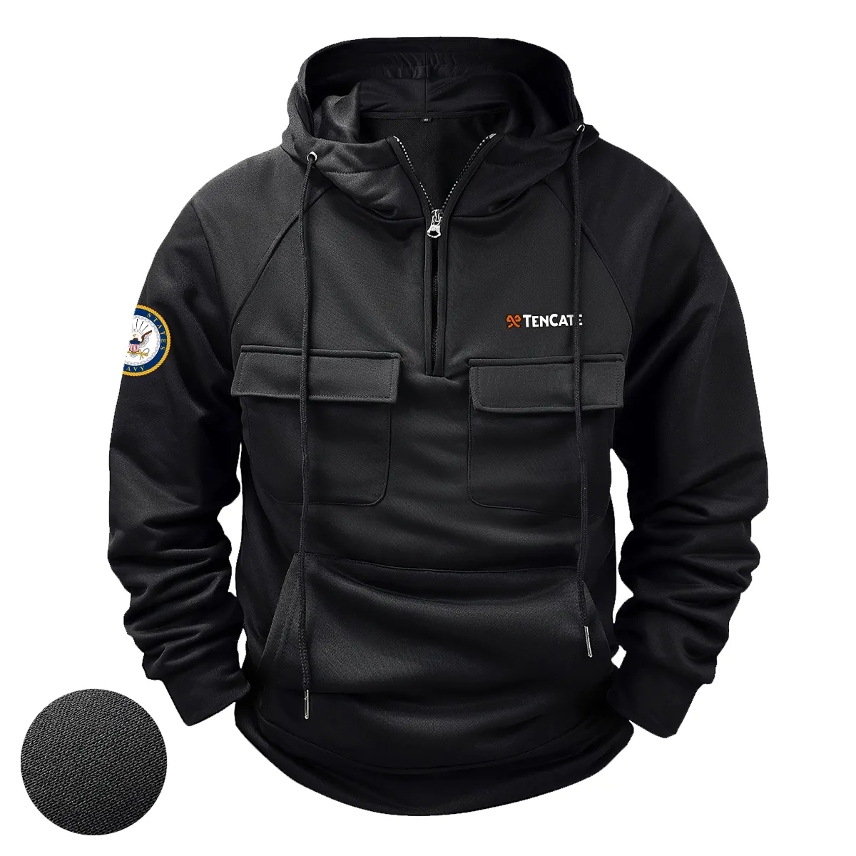 Legendary Patriotism Inspired Custom TenCate x U.S. Military Branch Tactical Quarter Zip Hoodie for Military Veterans Black Legendary Patriotism Inspired Custom TenCate x U.S. Military Branch Tactical Quarter Zip Hoodie for Military Veterans Black