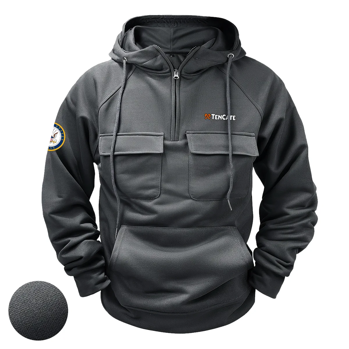 TenCate x U.S. Military Branch Tactical Quarter Zip Hoodie Custom Legendary Spirit Salute to Military Veterans Gray TenCate x U.S. Military Branch Tactical Quarter Zip Hoodie Custom Legendary Spirit Salute to Military Veterans Gray