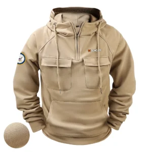 Personalized TenCate x U.S. Military Branch Tactical Quarter Zip Hoodie Legendary Tribute Gift for Military Veterans Khaki