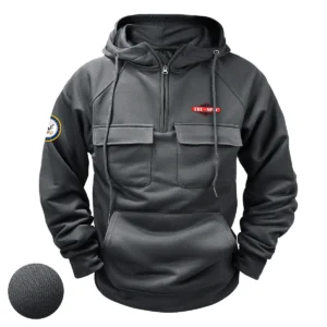 Custom Vigilant Valor TRU SPEC x U.S. Military Branch Tactical Quarter Zip Hoodie Honoring Military Veterans Gray