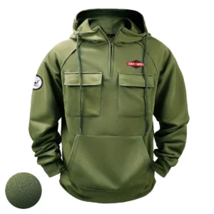 Vigilant Honor Edition Personalized TRU SPEC x U.S. Military Branch Tactical Quarter Zip Hoodie for Military Veterans Army Green