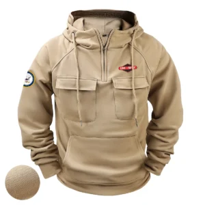 Military Veterans Vigilant Service Custom TRU SPEC x U.S. Military Branch Tactical Quarter Zip Hoodie Khaki