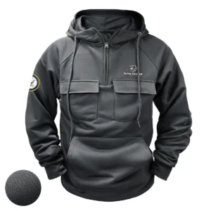 Winchester Repeating Arms x U.S. Military Branch Tactical Quarter Zip Hoodie Personalized Vigilant Pride Tribute for Military Veterans Gray