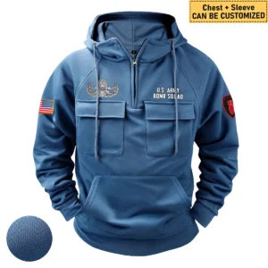EOD Veterans Vigilant Heritage Custom EOD Explosive Ordnance Disposal Tactical Quarter Zip Hoodie Blue
