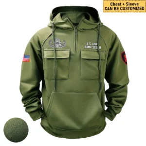 Personalized EOD Explosive Ordnance Disposal Tactical Quarter Zip Hoodie Celebrating Vigilant Devotion for EOD Veterans Army Green