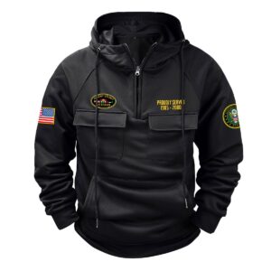 Desert Storm Veteran EOD Tactical Quarter Zip Hoodie Personalized Vigilant Loyalty Tribute for Desert Storm Veterans Black