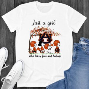 The Peanuts Cartoon Just A Girl Who Loves Fall And Auburn Football Shirt