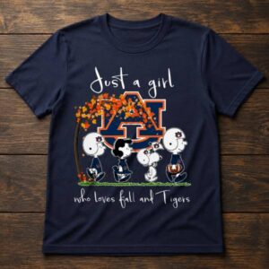 The Peanuts Cartoon Just A Girl Who Loves Fall And Tigers Football Shirt
