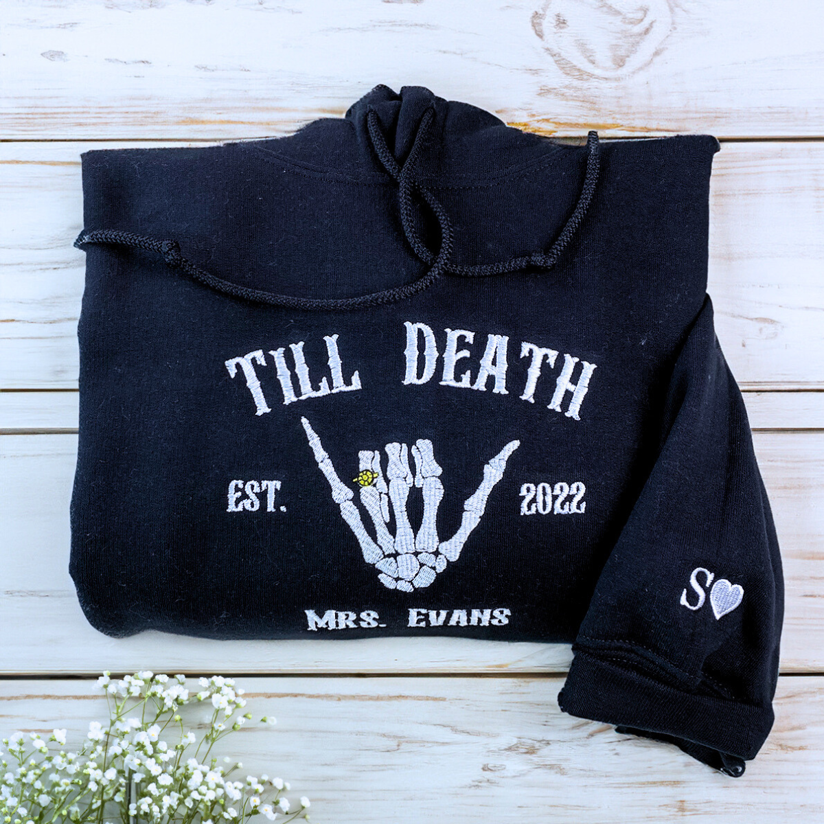 Custom Embroidered Skeleton Till Death Married Couple Mr Mrs Matching Newlywed Husband and Wife Sweatshirt or Hoodie Custom Embroidered Skeleton Till Death Married Couple Mr Mrs Matching Newlywed Husband and Wife Sweatshirt or Hoodie