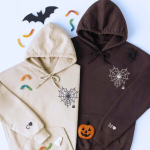 Spider Web Heart Hoodie or Sweatshirt, Custom Embroidered Valentine’s Day Gifts for New Couples