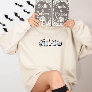 Embroidered Ghost Sweatshirt, Halloween Sweatshirt, Ghost with Black Cat Hoodie 3 5 e498cc77 3c1c 4de2 b467 40f7d40bd5b0.jpg