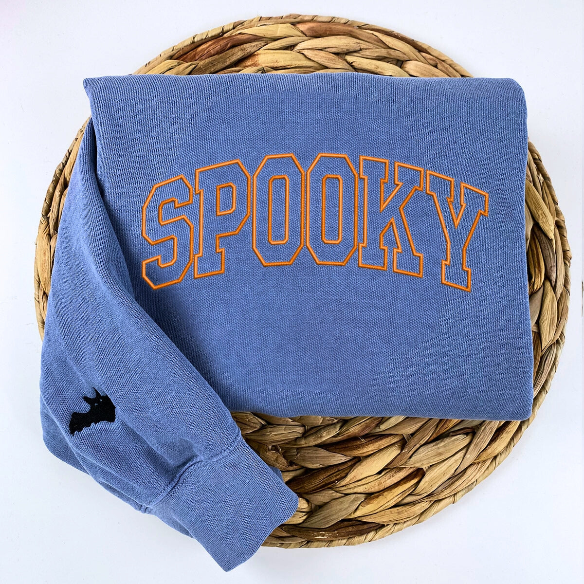 Embroidered Comfort Colors® Spooky Boo Halloween Sweatshirt – Varsity Boo Pullover Embroidered Comfort Colors® Spooky Boo Halloween Sweatshirt – Varsity Boo Pullover