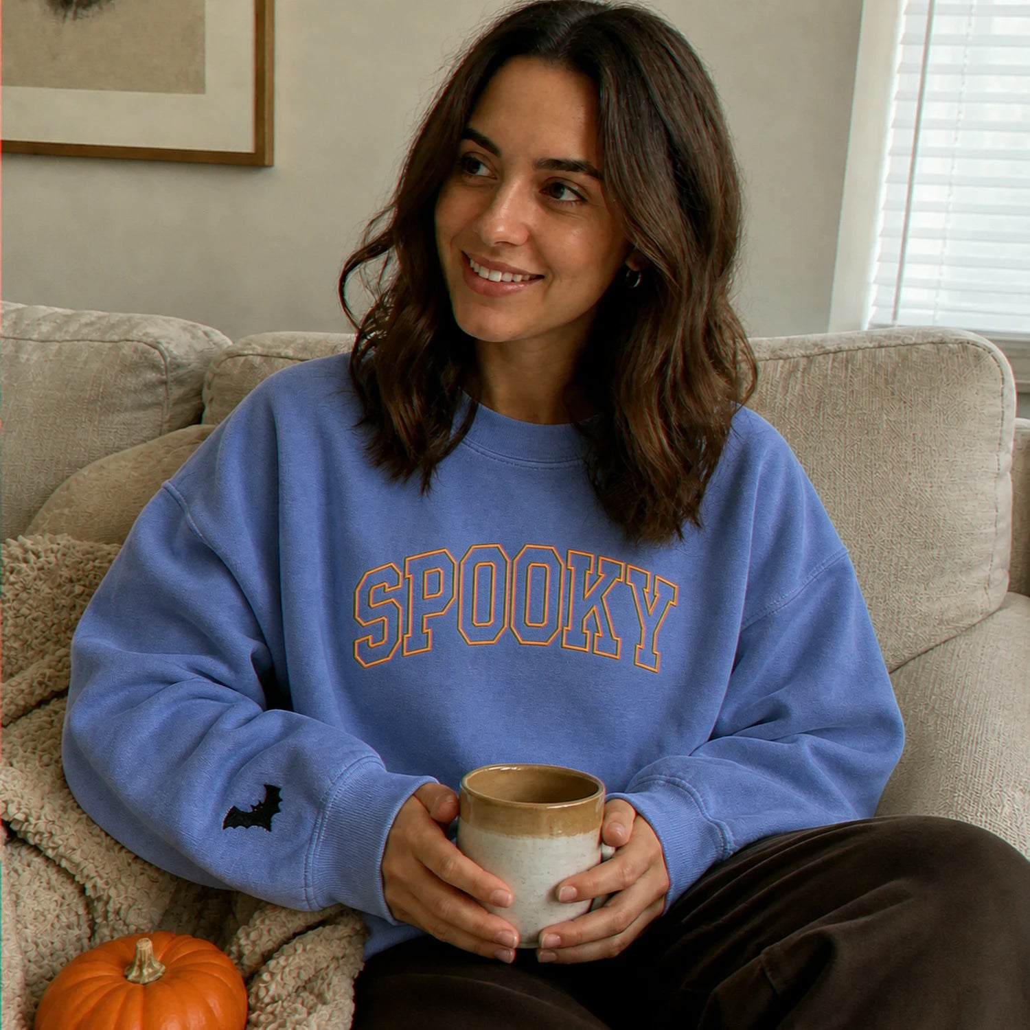 Embroidered Comfort Colors® Spooky Boo Halloween Sweatshirt – Varsity Boo Pullover Embroidered Comfort Colors® Spooky Boo Halloween Sweatshirt – Varsity Boo Pullover