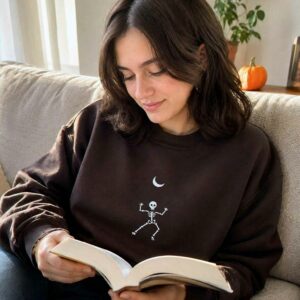 Dancing Skeleton Crewneck, Embroidered Halloween Sweatshirt, Hoodie 6 halloween skeleton sweatshirt 6 embroidered embroly.jpg