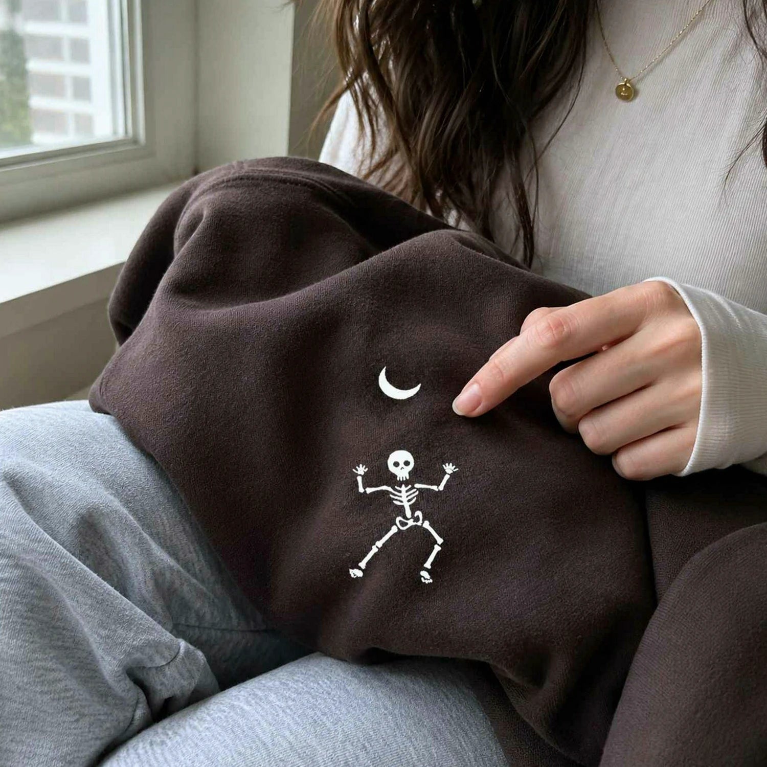 Dancing Skeleton Crewneck, Embroidered Halloween Sweatshirt, Hoodie Dancing Skeleton Crewneck, Embroidered Halloween Sweatshirt, Hoodie