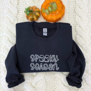 Spooky Season Crewneck Embroidered Halloween Sweatshirt, Hoodie
