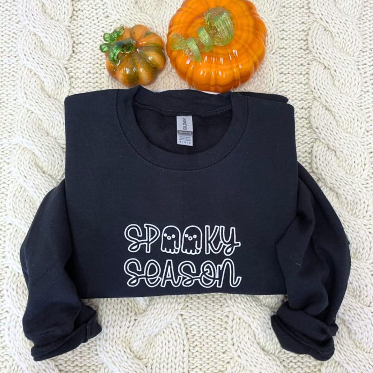 Spooky Season Crewneck Embroidered Halloween Sweatshirt, Hoodie Spooky Season Crewneck Embroidered Halloween Sweatshirt, Hoodie