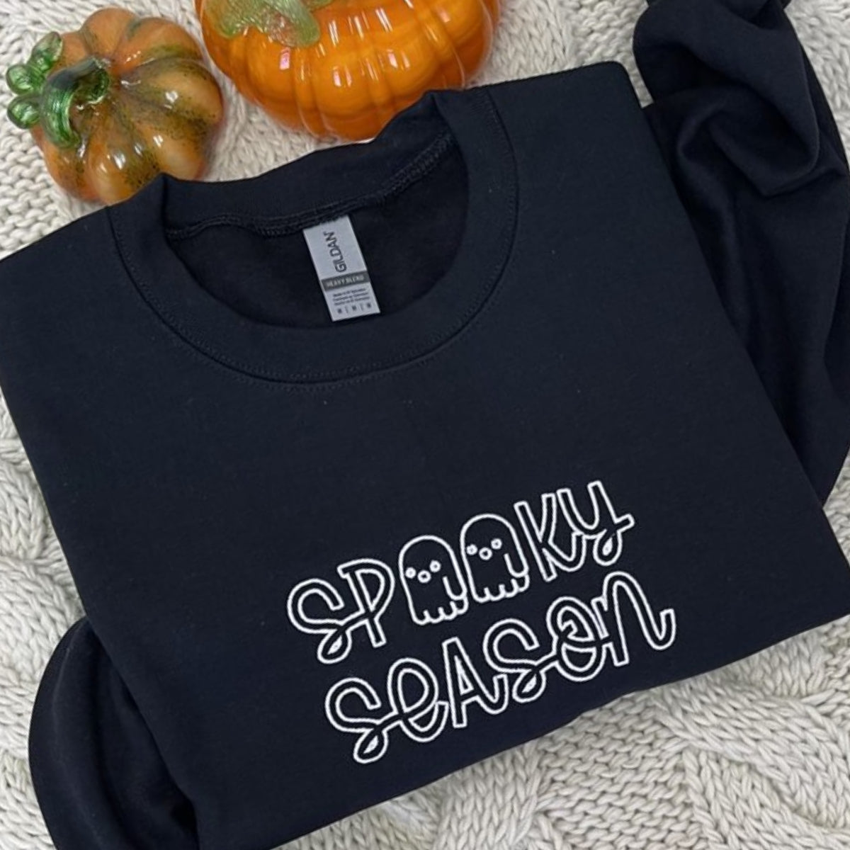 Spooky Season Crewneck Embroidered Halloween Sweatshirt, Hoodie Spooky Season Crewneck Embroidered Halloween Sweatshirt, Hoodie