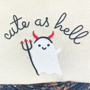 Cute Halloween Sweatshirts, Cute As Hell Embroidered Hoodie 1 cute as hell 2.jpg