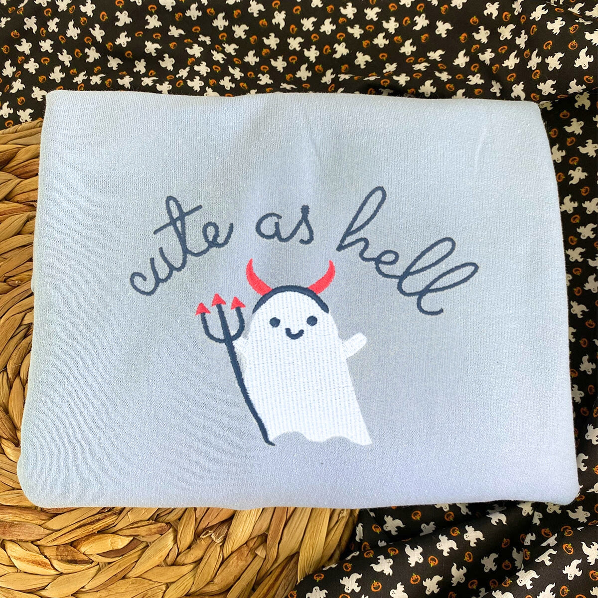 Cute Halloween Sweatshirts, Cute As Hell Embroidered Hoodie Cute Halloween Sweatshirts, Cute As Hell Embroidered Hoodie