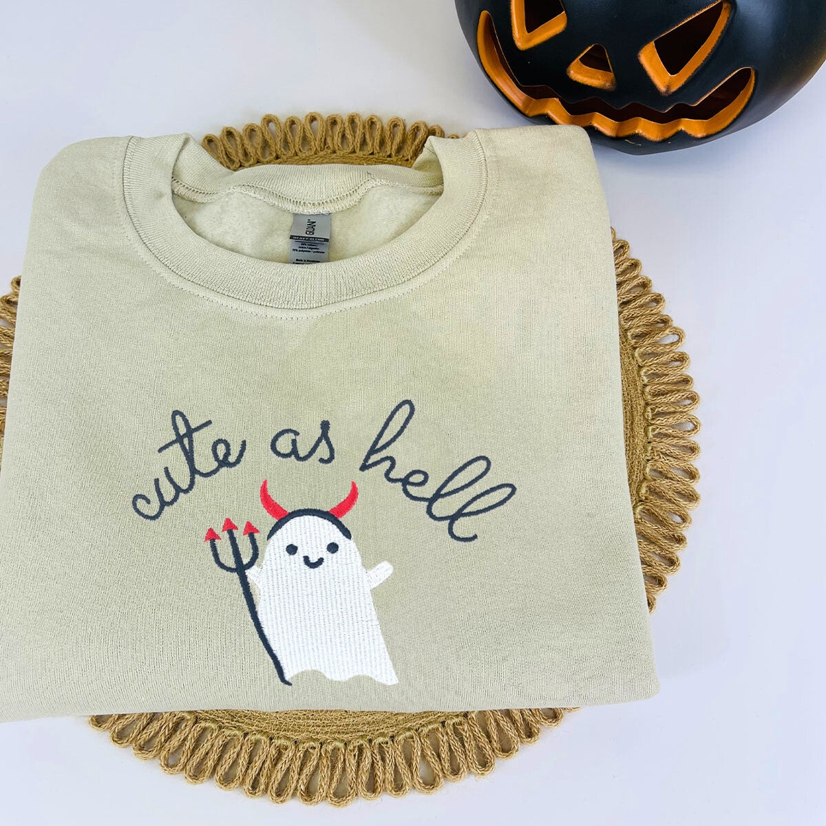 Cute Halloween Sweatshirts, Cute As Hell Embroidered Hoodie Cute Halloween Sweatshirts, Cute As Hell Embroidered Hoodie