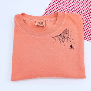 Comfort Color® Embroidered Spiderweb Halloween T-Shirt or Sweatshirt