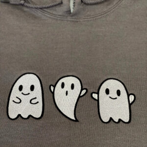 Embroidered Ghost Sweatshirt, Cute Ghost Halloween Fall Crewneck or Hoodie 2 Three Ghost Sweatshirt 2.jpg