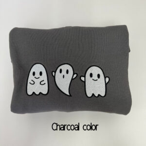 Embroidered Ghost Sweatshirt, Cute Ghost Halloween Fall Crewneck or Hoodie 3 Three Ghost Sweatshirt 3.jpg