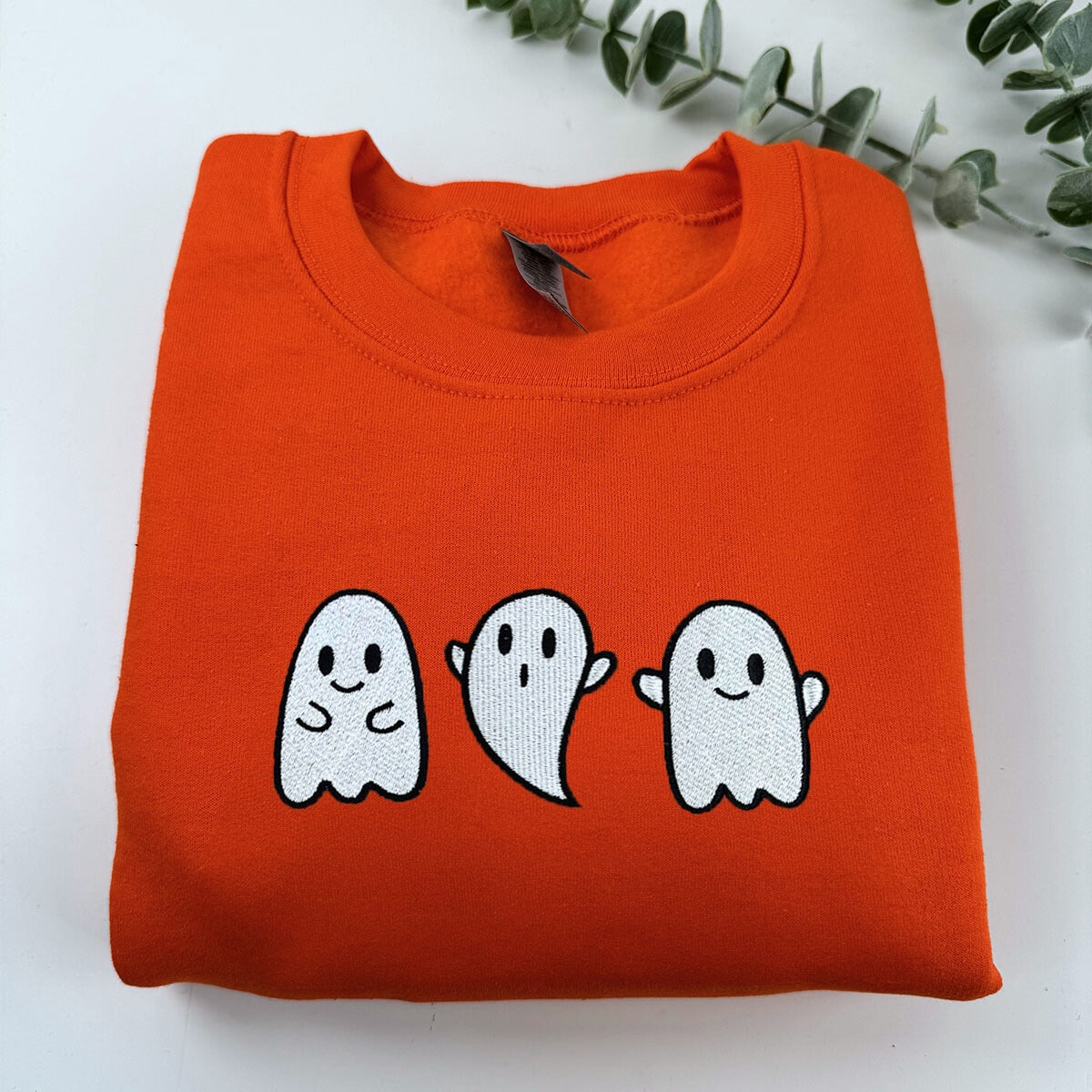 Embroidered Ghost Sweatshirt, Cute Ghost Halloween Fall Crewneck or Hoodie Embroidered Ghost Sweatshirt, Cute Ghost Halloween Fall Crewneck or Hoodie