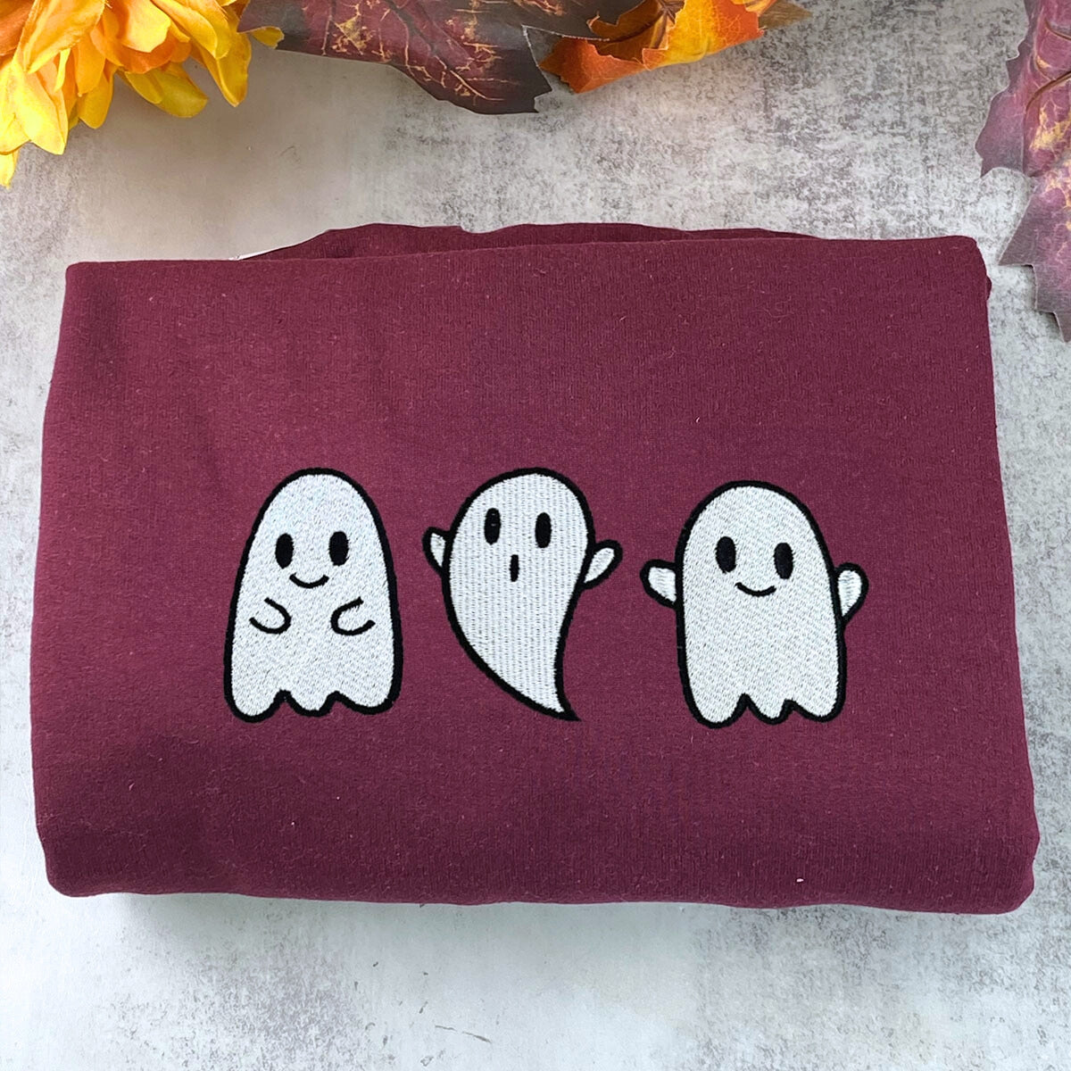 Embroidered Ghost Sweatshirt, Cute Ghost Halloween Fall Crewneck or Hoodie Embroidered Ghost Sweatshirt, Cute Ghost Halloween Fall Crewneck or Hoodie