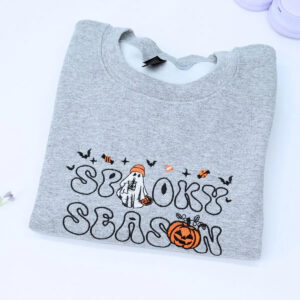 Spooky Season Sweatshirt, Embroidered Halloween Gift for Womens