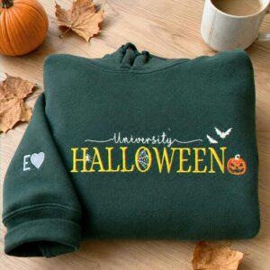 Halloween University Sweatshirt, Embroidered Halloween Hoodie with Pumkin