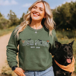 Custom Dog Mom Halloween Shirt with EST Year on Chest, Embroidered Halloween Gift for Dog Mom 1 custom dog mom halloween sweatshirt 2.jpg