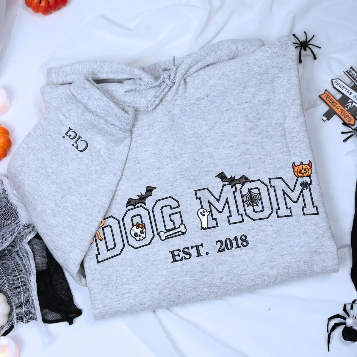 Custom Dog Mom Halloween Shirt with EST Year on Chest, Embroidered Halloween Gift for Dog Mom Custom Dog Mom Halloween Shirt with EST Year on Chest, Embroidered Halloween Gift for Dog Mom