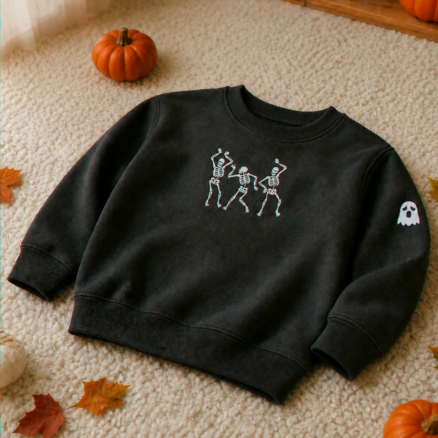 Personalized Toddler Halloween Sweatshirt for Preschool Parade – Embroidered Dancing Skeleton Pullover Personalized Toddler Halloween Sweatshirt for Preschool Parade – Embroidered Dancing Skeleton Pullover