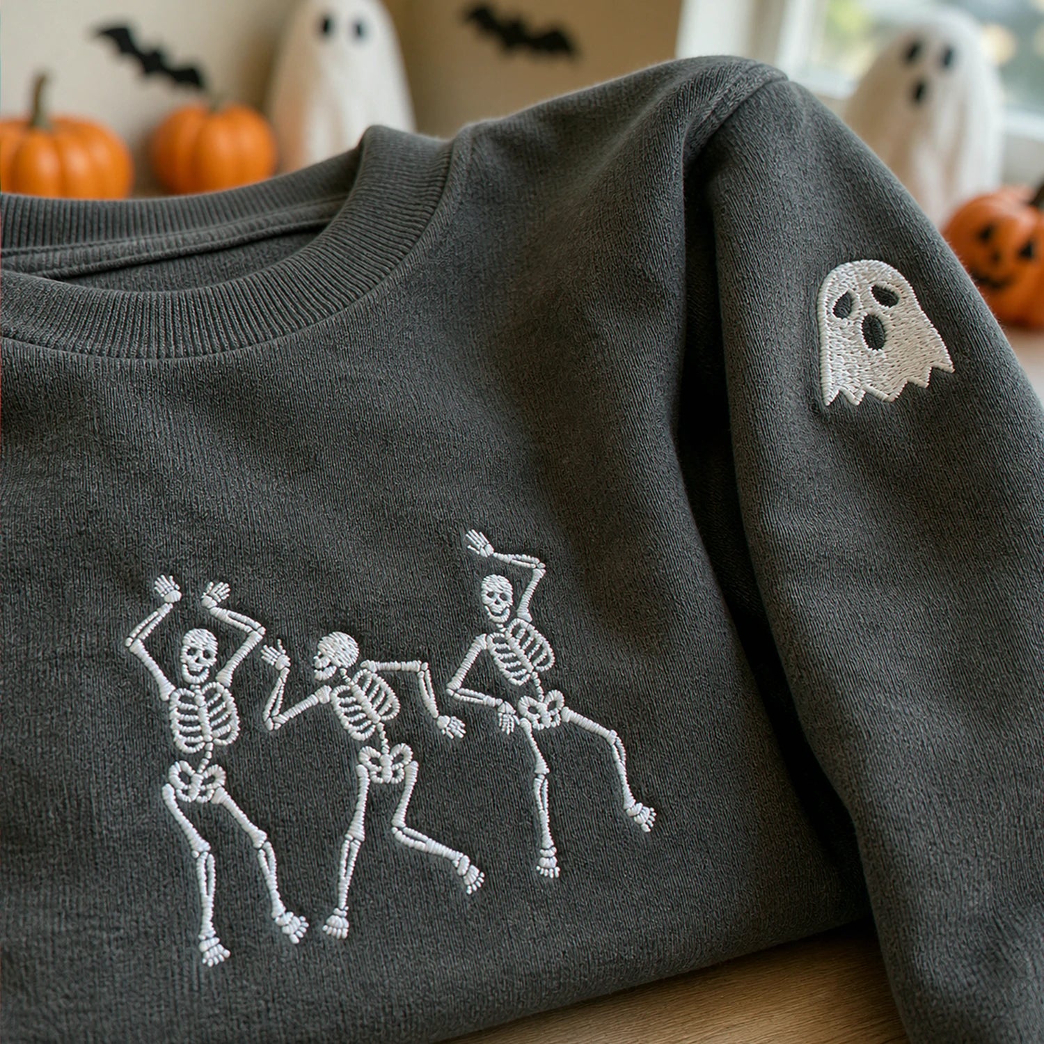 Personalized Toddler Halloween Sweatshirt for Preschool Parade – Embroidered Dancing Skeleton Pullover Personalized Toddler Halloween Sweatshirt for Preschool Parade – Embroidered Dancing Skeleton Pullover