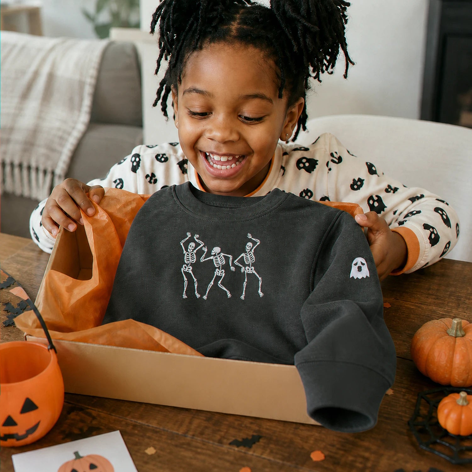 Personalized Toddler Halloween Sweatshirt for Preschool Parade – Embroidered Dancing Skeleton Pullover Personalized Toddler Halloween Sweatshirt for Preschool Parade – Embroidered Dancing Skeleton Pullover