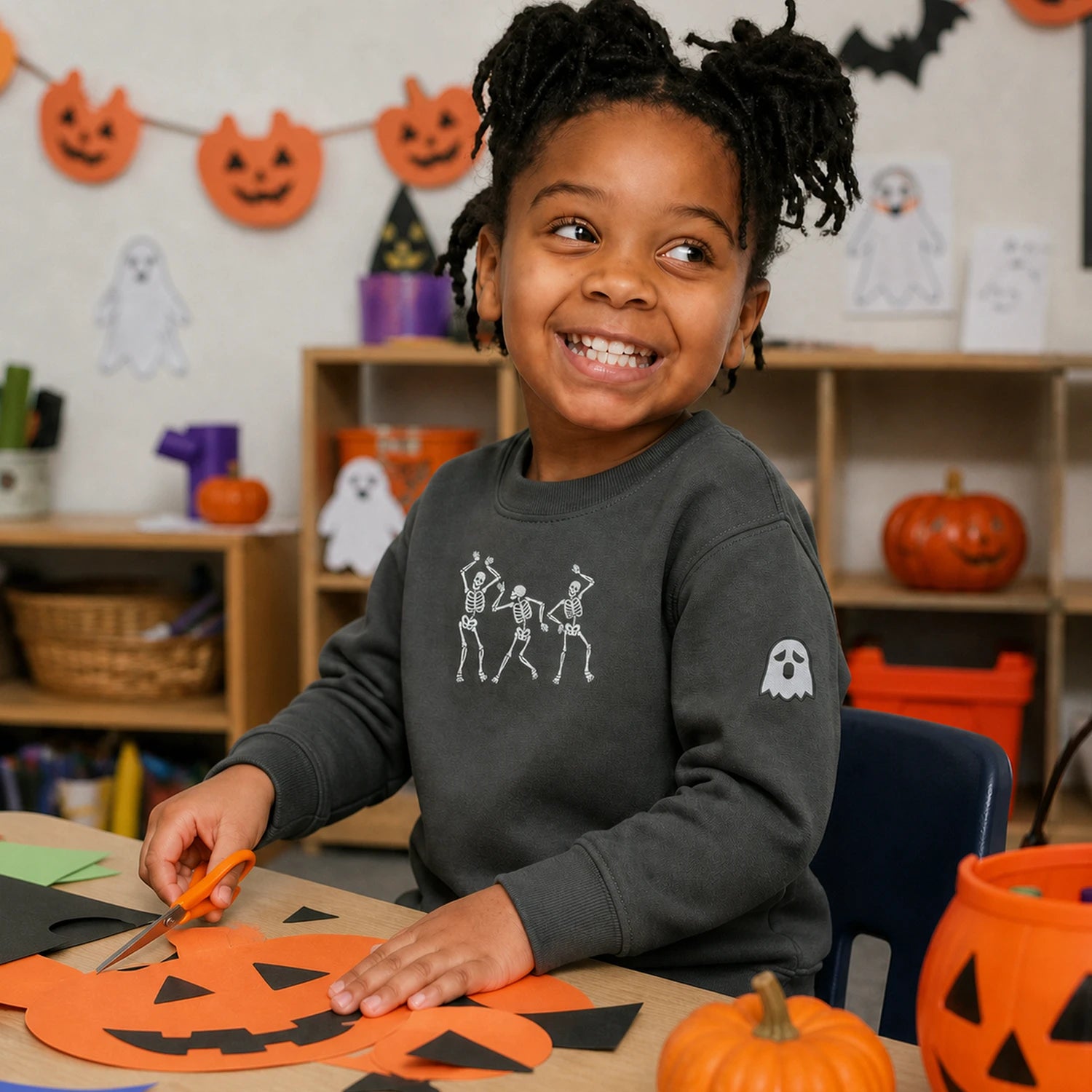 Personalized Toddler Halloween Sweatshirt for Preschool Parade – Embroidered Dancing Skeleton Pullover Personalized Toddler Halloween Sweatshirt for Preschool Parade – Embroidered Dancing Skeleton Pullover