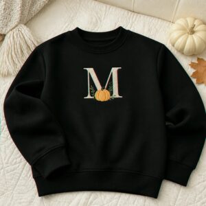Personalized Halloween Kid Monogrammed Sweatshirt – Embroidered Pumpkin Fall Monogrammed Sweater for School Party