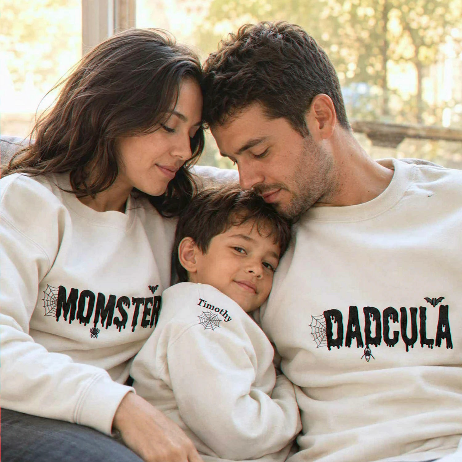 Momster and Dadcula Sweatshirt, Personalized Embroidered with Kids Name Halloween Gift Momster and Dadcula Sweatshirt, Personalized Embroidered with Kids Name Halloween Gift