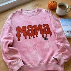 Spooky Season BOO Halloween Dripping Sweatshirt, Embroidered Glitter Crewneck, Trick Treat Party Outfit Fall 2 boo halloween sweatshirt 6 embroidered embroly.jpg