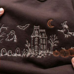 Haunted Manor Sweatshirt, Embroidered Halloween Crewneck, Gothic Autumn Pullover 1 haunted manor halloween sweatshirt 2 embroidered embroly.jpg