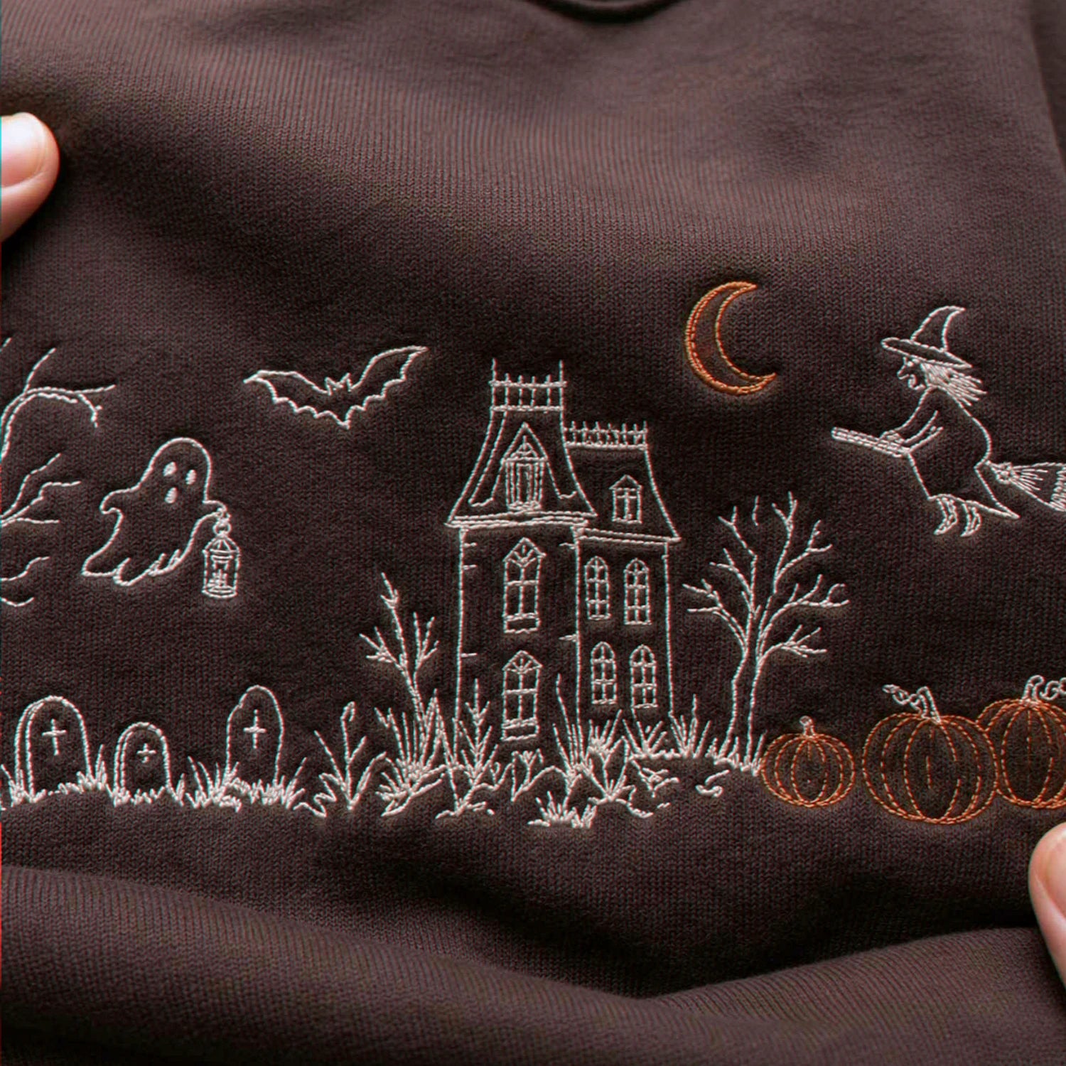 Haunted Manor Sweatshirt, Embroidered Halloween Crewneck, Gothic Autumn Pullover Haunted Manor Sweatshirt, Embroidered Halloween Crewneck, Gothic Autumn Pullover