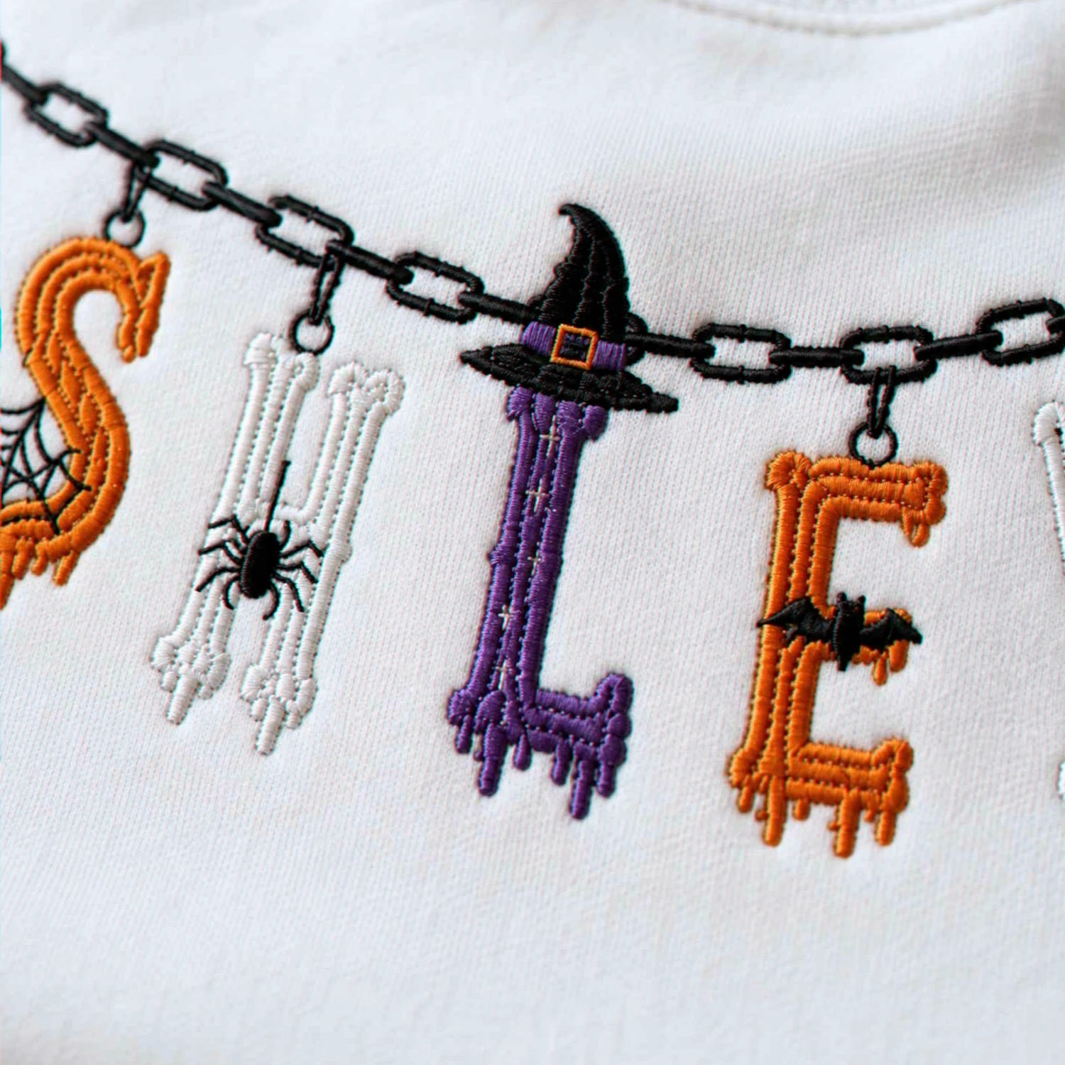 Custom Halloween Name Sweatshirt, Embroidered Spooky Name Crewneck, Halloween Charm Fall Gift Custom Halloween Name Sweatshirt, Embroidered Spooky Name Crewneck, Halloween Charm Fall Gift