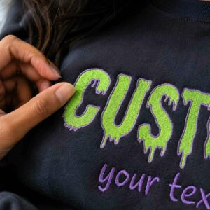 Custom Halloween Text Sweatshirt, Embroidered Spooky Season Crewneck 7 custom text halloween sweatshirt 4 embroidered embroly.jpg