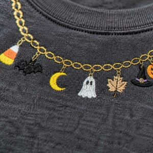 Spooky Season Halloween Necklace Sweatshirt, Embroidered Ghost Pumpkin Crewneck, Women Fall Shirt 5 charm halloween sweatshirt 2 embroidered embroly c9d5d7ea 5bab 4479 888c 47f4afc75d28.jpg