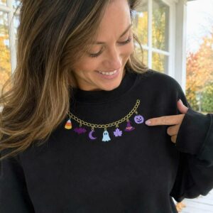 Spooky Season Halloween Necklace Sweatshirt, Embroidered Ghost Pumpkin Crewneck, Women Fall Shirt 6 charm halloween sweatshirt 6 embroidered embroly d4d62705 faac 4a42 a14a 7c28fbed3e08.jpg