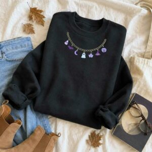 Spooky Season Halloween Necklace Sweatshirt, Embroidered Ghost Pumpkin Crewneck, Women Fall Shirt 7 charm halloween sweatshirt 7 embroidered embroly 42610a9f 467f 4338 ae9e b641efd043e6.jpg