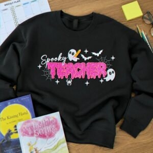 Spooky Teacher Applique Glitter Halloween Sweatshirt, Embroidered Funny Teach Crewneck, Teacher Gift 3 teacher halloween sweatshirt 4 embroidered embroly.jpg
