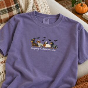 Embroidered Halloween Dachshund T-Shirt – Comfort Colors® Wiener Dog for Dachshund Mom Shirt